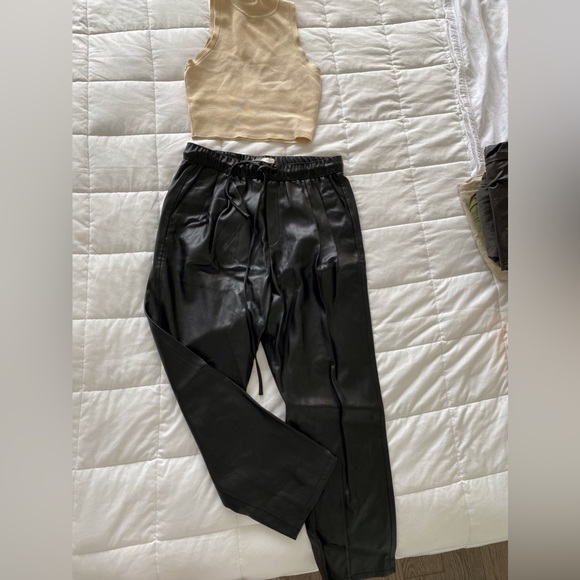 Zara string tie (vegan) leather pants, size 04, great condition - Picture 1 of 2